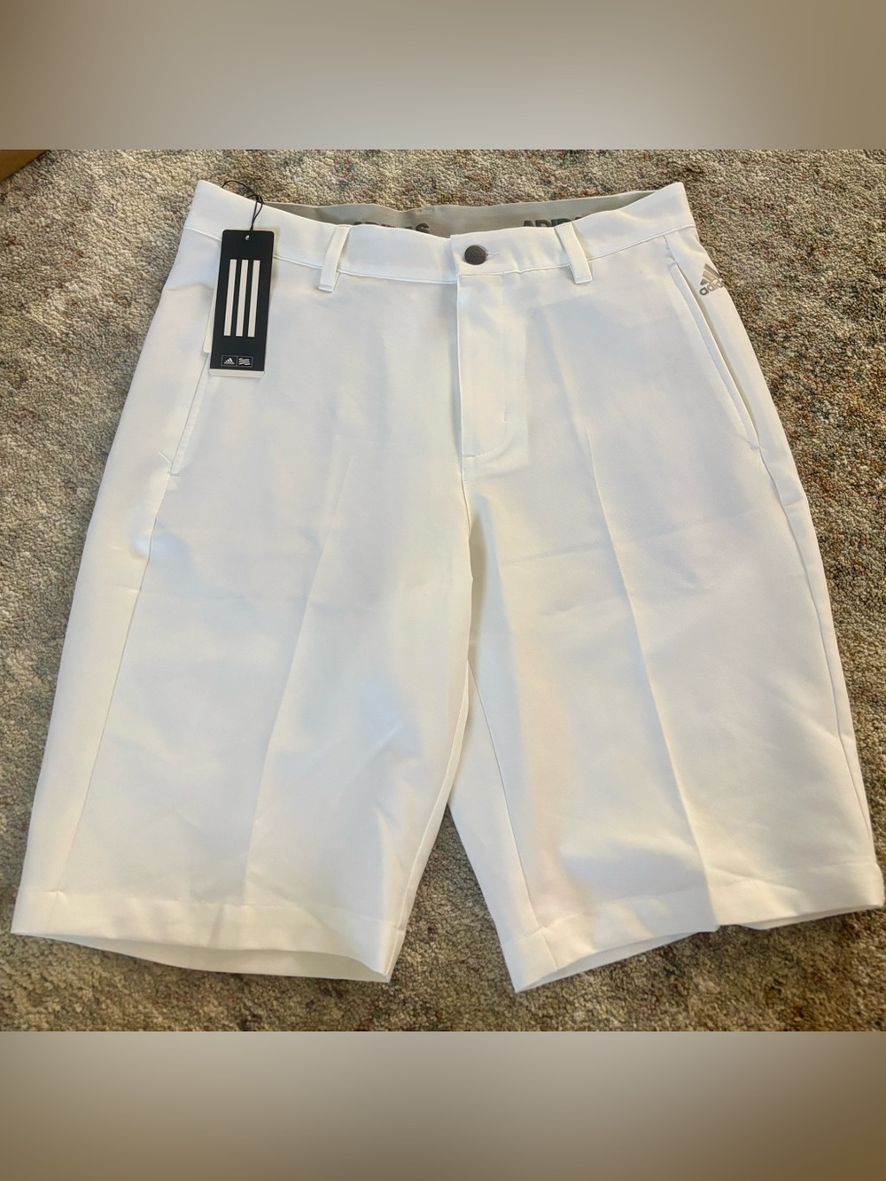 Adidas White Men's Flat-Front Performance golf Shorts size 30 NWT